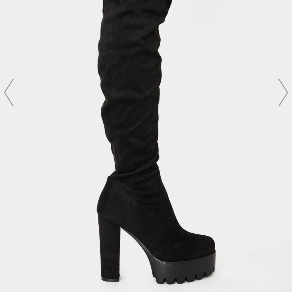 LaModa Suede take you down thigh high boots size 6